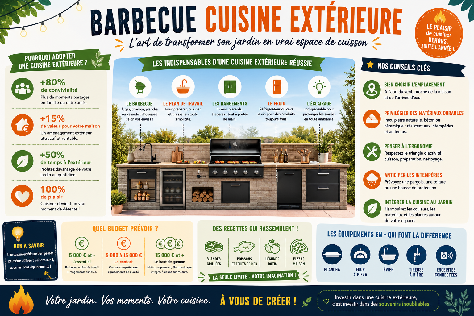 Infographie : Barbecue cuisine extérieure, l'art de transformer son jardin en vrai espace de cuisson