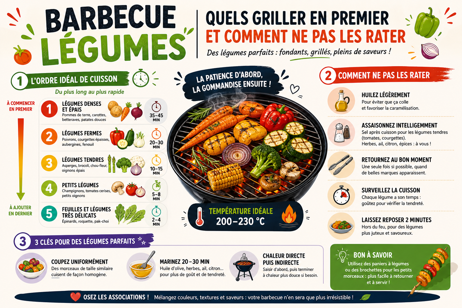 Infographie : Barbecue légumes : quels griller en premier et comment ne pas les rater