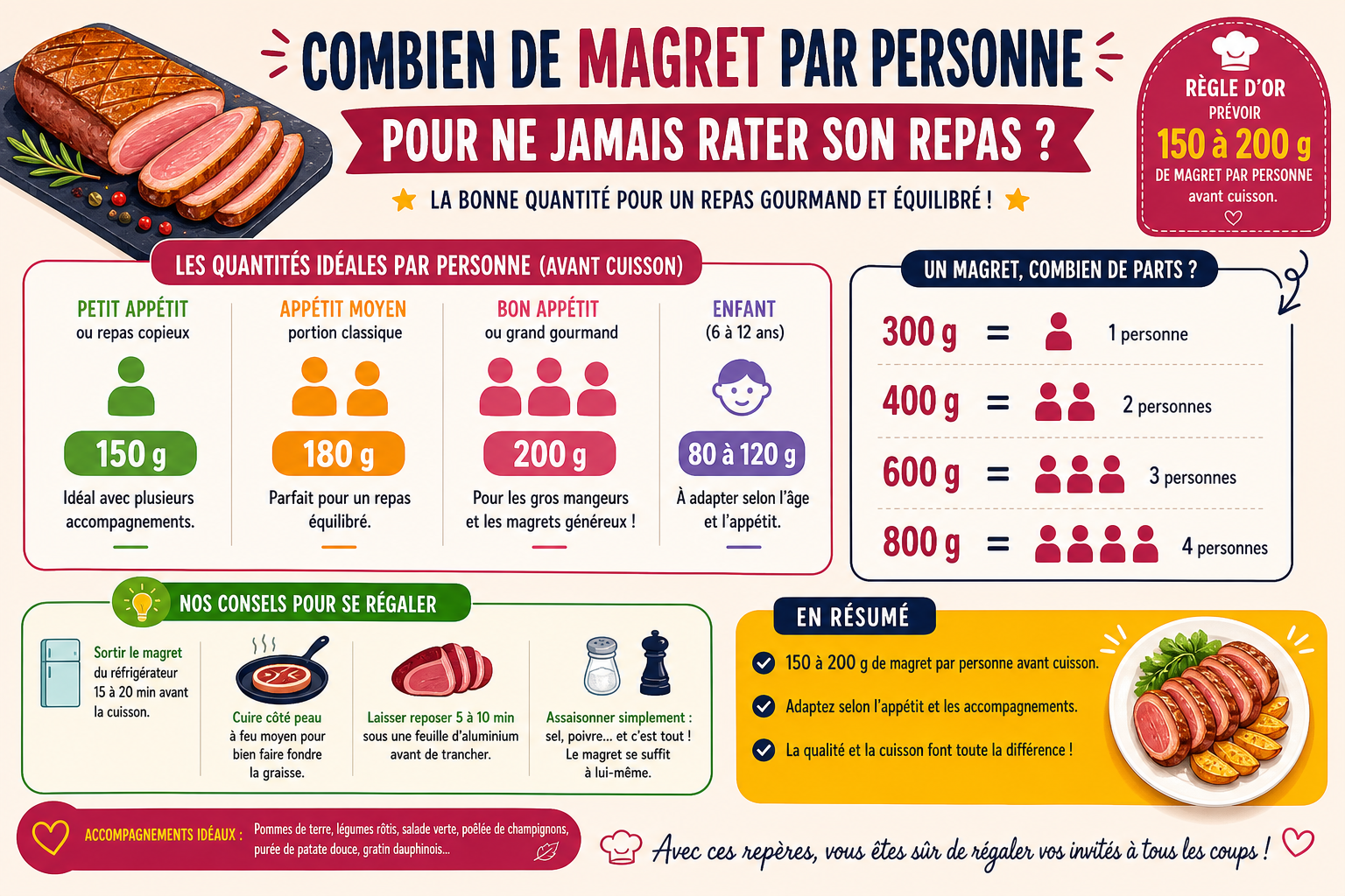 Infographie : Combien de magret par personne pour ne jamais rater son repas ?