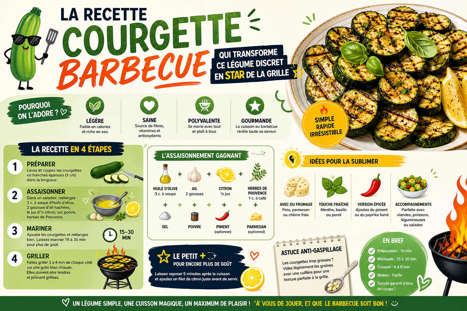 Infographie : La recette courgette barbecue qui transforme ce légume discret en star de la grille