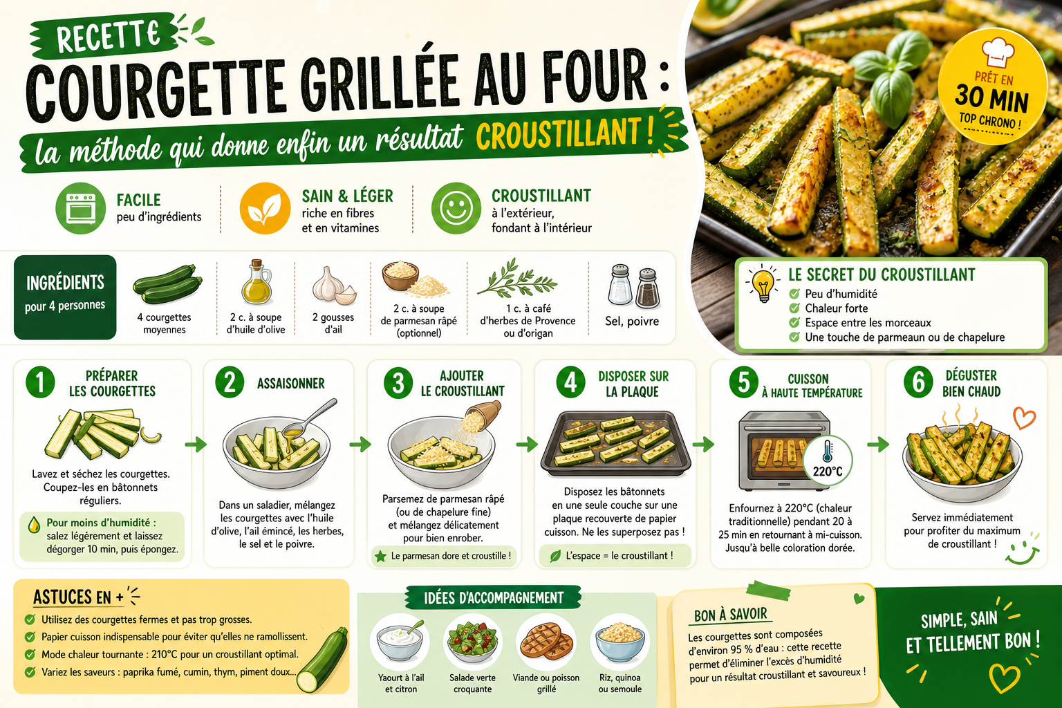 Infographie : Recette courgette grillée au four : la méthode qui donne enfin un résultat croustillant