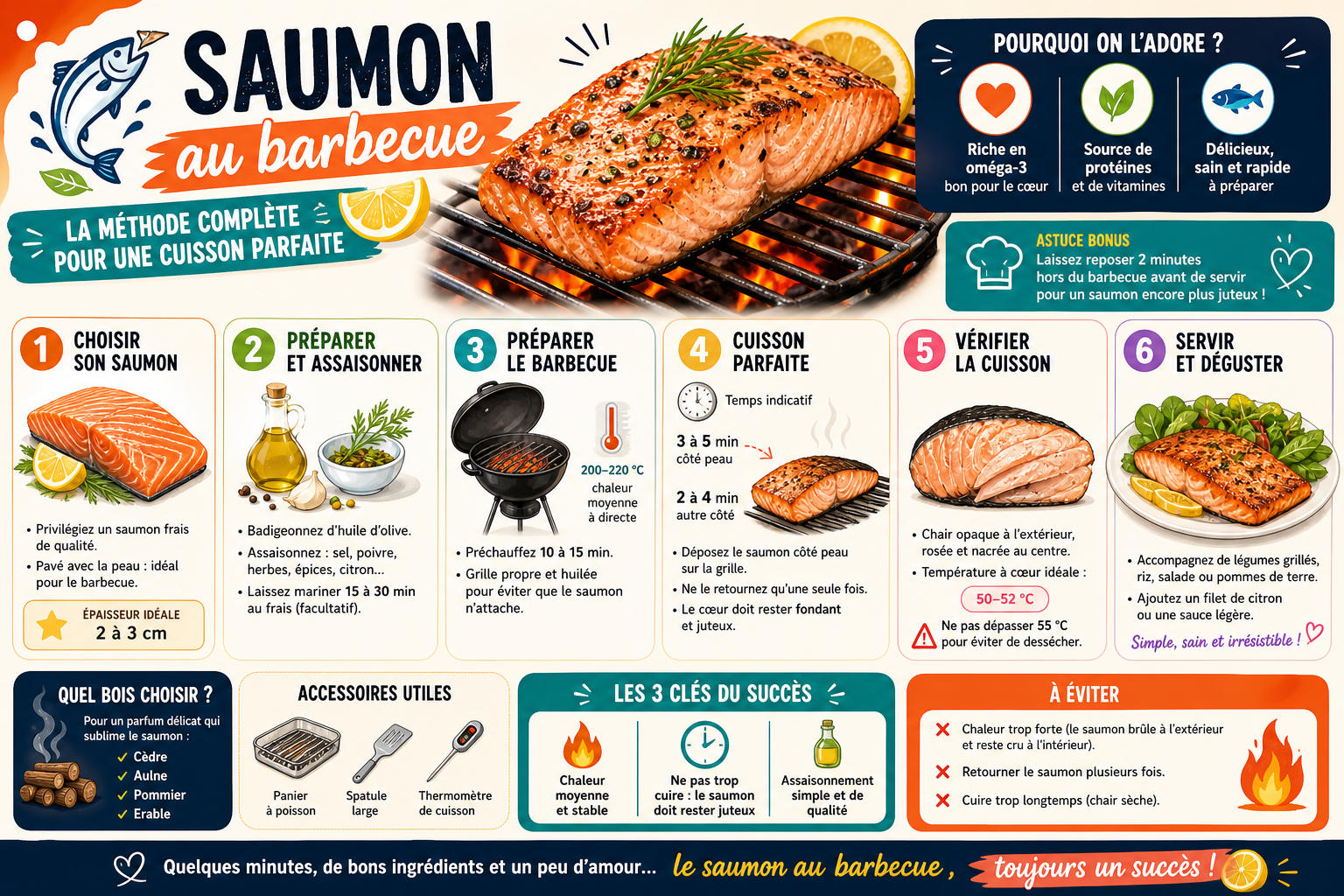 Infographie : Saumon au barbecue : la méthode complète pour une cuisson parfaite
