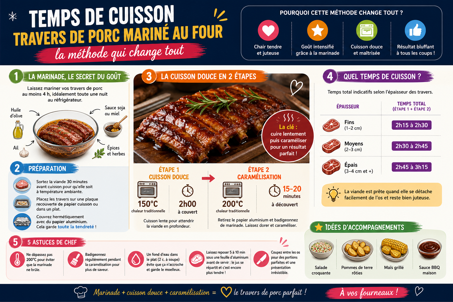 Infographie : Temps de cuisson travers de porc mariné au four : la méthode qui change tout